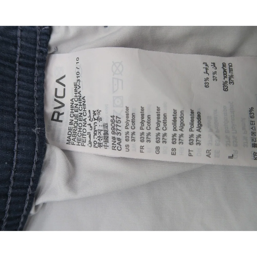 RVCA Men Navy Blue Pink Geometric Wave Boardshorts Swim Trunks XL 17 Inch Length